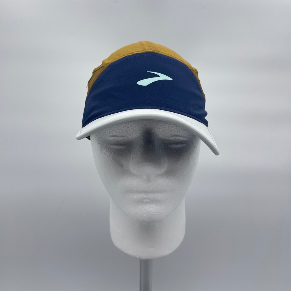 Brooks 280456 OSFA Gold Navy White Running Hat F22 Strapback Performance Cap - Picture 1 of 13